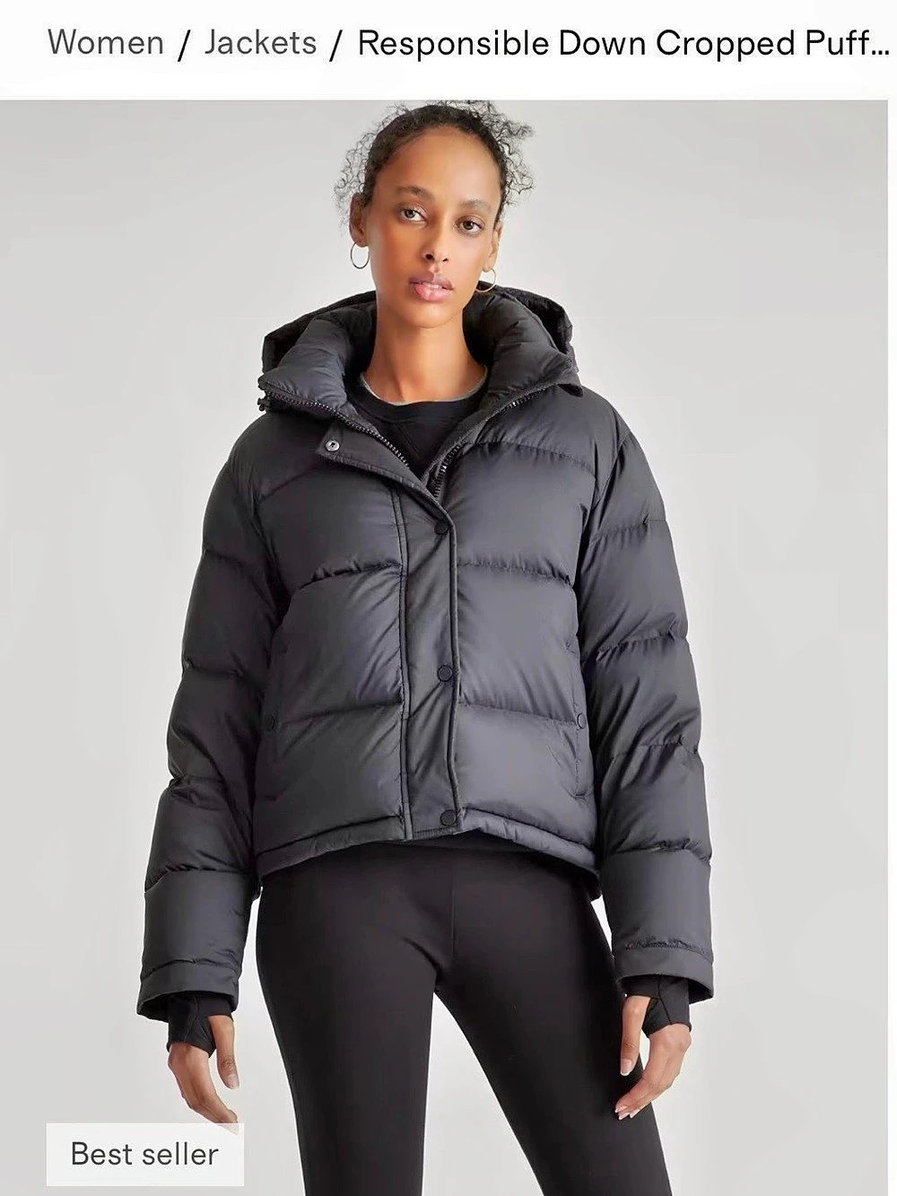 Quince Responsible Down Cropped Puffer Jacket Cropped Puffer Black XS Like New